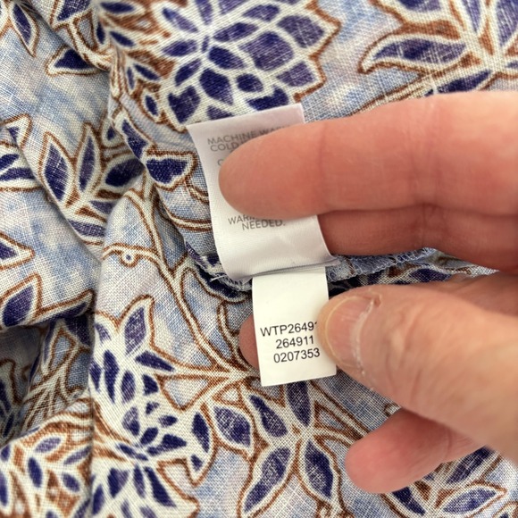 J. Jill Love Linen Tunic Top Womens Size 2X Blue Floral Boho Peasant Blouse - Picture 8 of 9